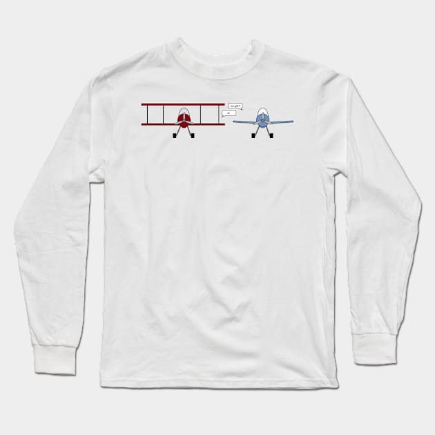 bi-plane Long Sleeve T-Shirt by paintbydumbers